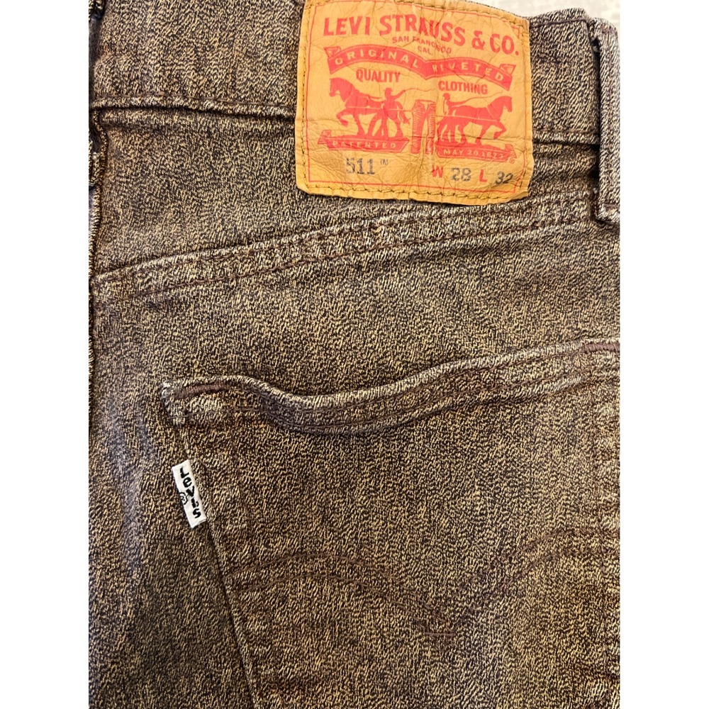 Levi Strauss 511 Mens Jeans Brown Slim Fit W28 L32 Cotton Blend‎ Textured White